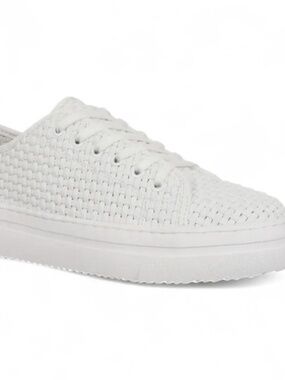 On 34th Women's Lusille Woven Lace-up Sneakers, Created for Macy's - White